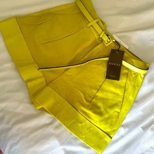 Chartreuse Leather Gucci Shorts